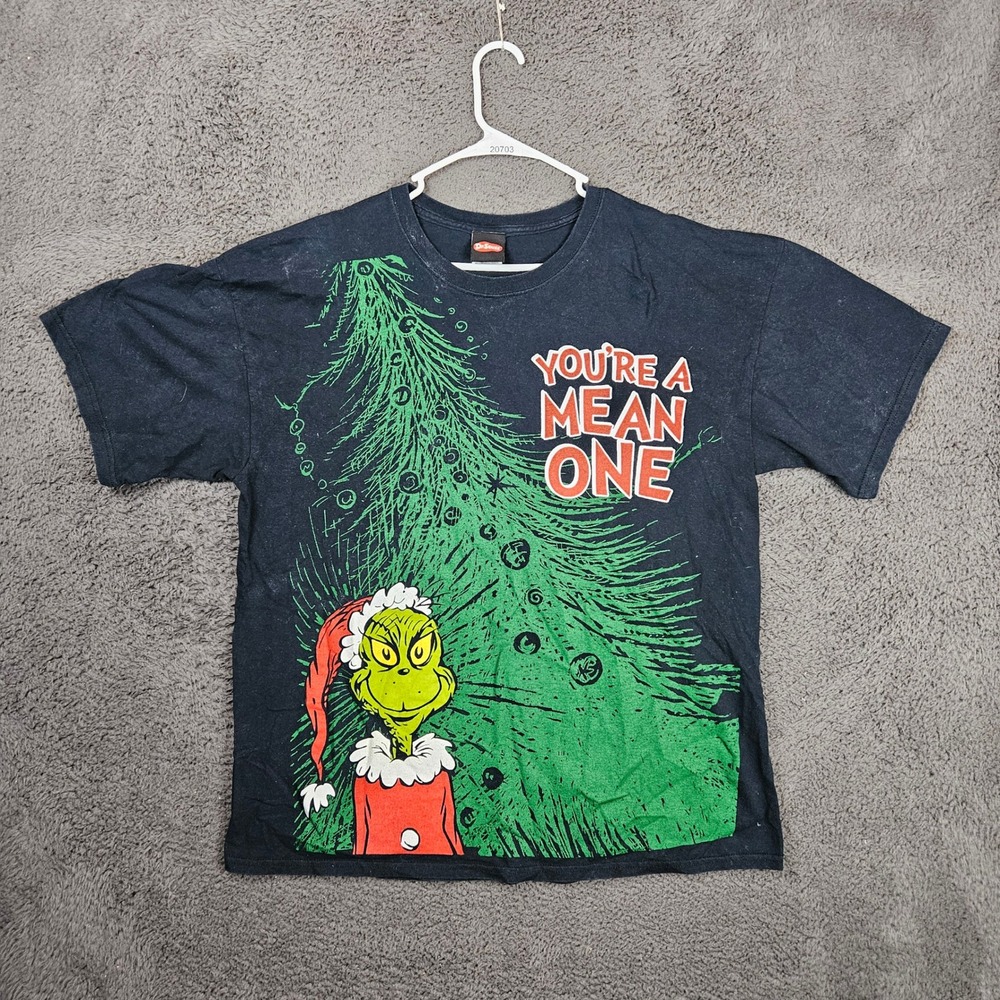 Dr. Seuss Grinch Men's XL VTG 2001 YOURE A MEAN‎ ONE Christmas Black T Shirt